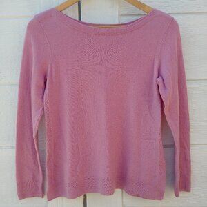 Ellen Tracy lilac pink purple 100% merino wool fitted boatneck sweater t…